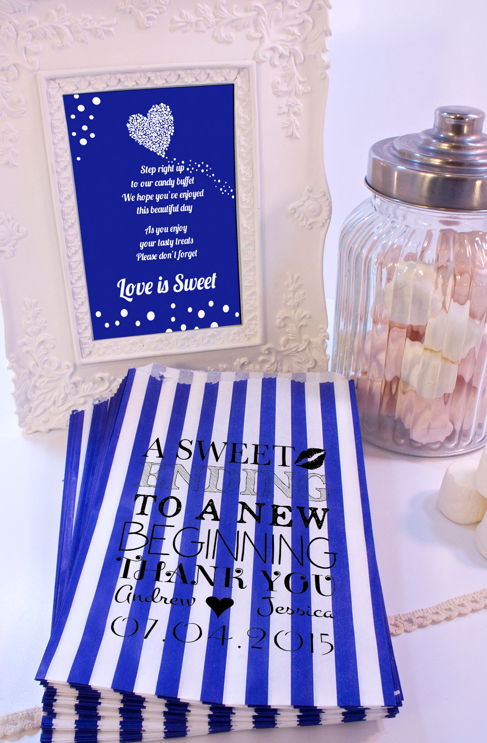 Personalised Wedding Sweet Bags A SWEET ENDING Candy Cart Wedding Favours Confe eBay
